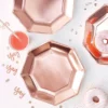 Achteckige Pappteller in Rosegold - 8 Stück