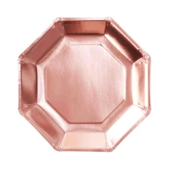 Achteckige Pappteller in Rosegold - 8 Stück