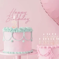 Acryl Cake Topper „Happy Birthday“ Hellrosa 16,5 cm