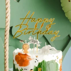 Acryl Cake Topper „Happy Birthday“ Gold 16,5 cm