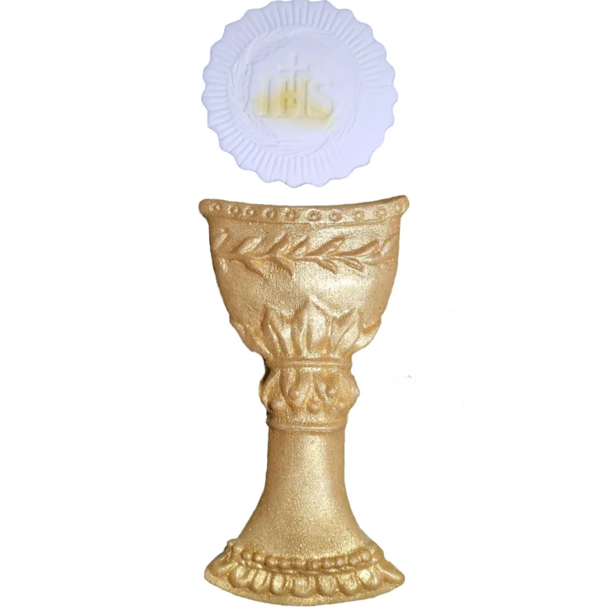 AD Zuckerdekoration Kelch mit Hostie IHS - gold