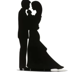 Brautpaar mit Baby - Silhouette aus Metall