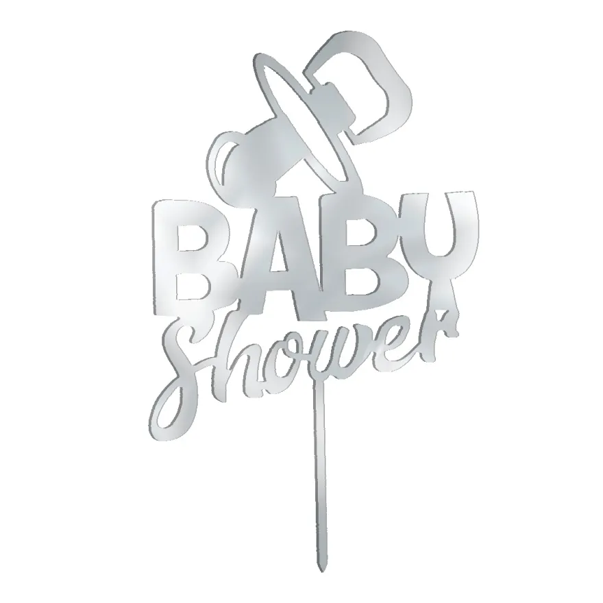 Cake Topper Baby Shower - Silber