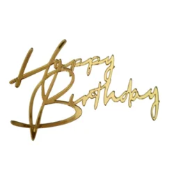 Cake Topper - Fronttopper Acryl Happy Birthday 10x6cm Gold