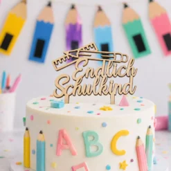 Cake Topper Holz- Endlich Schulkind Lineal & Stift