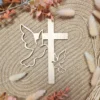 Cake Topper Holz - Kreuz mit Taube