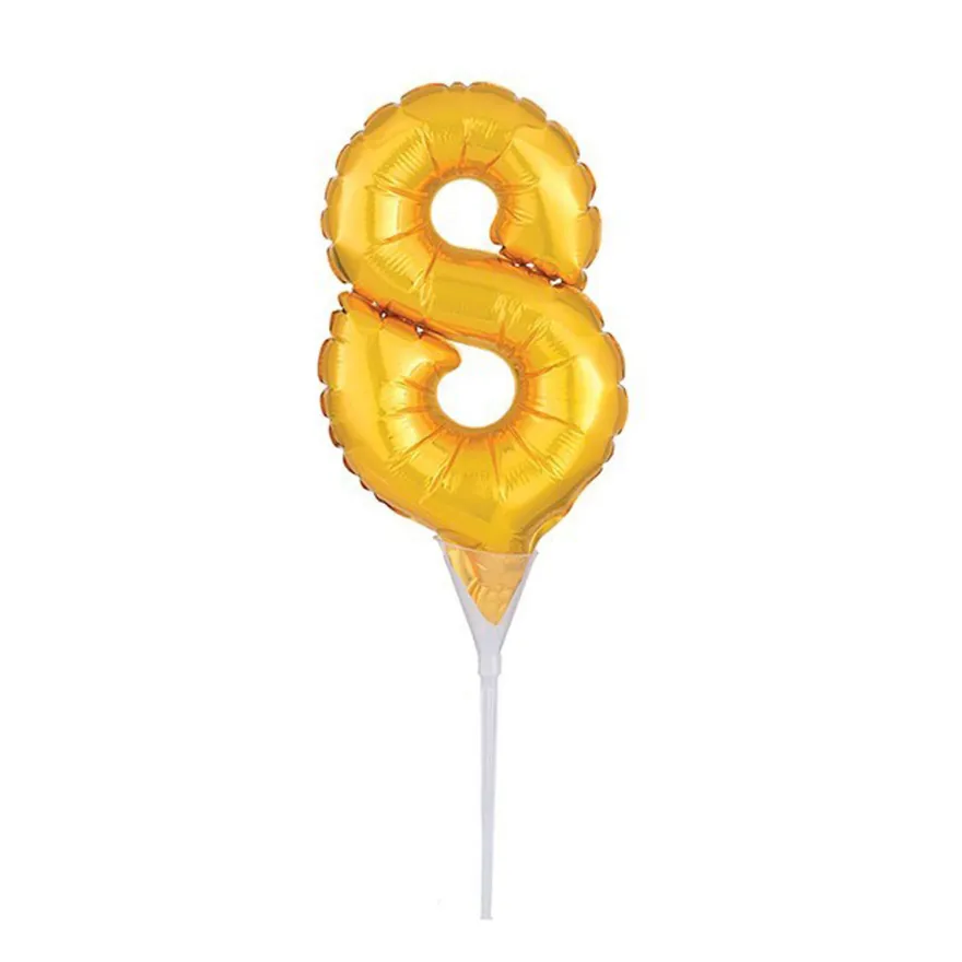 Cake Topper Luftballon Zahlenballon Gold - Zahl 8
