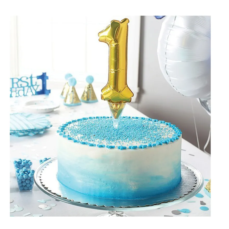Cake Topper Luftballon Zahlenballon Gold - Zahl 4