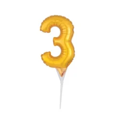 Cake Topper Luftballon Zahlenballon Gold - Zahl 3