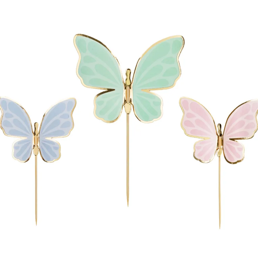 Cake Topper Schmetterlinge Pastell - 9 Stück