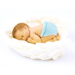 Cake Topper Tortendeko Baby auf Flügel - Blau