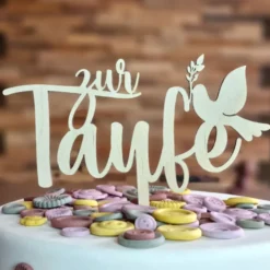 CM Cake Topper Holz - Zur Taufe
