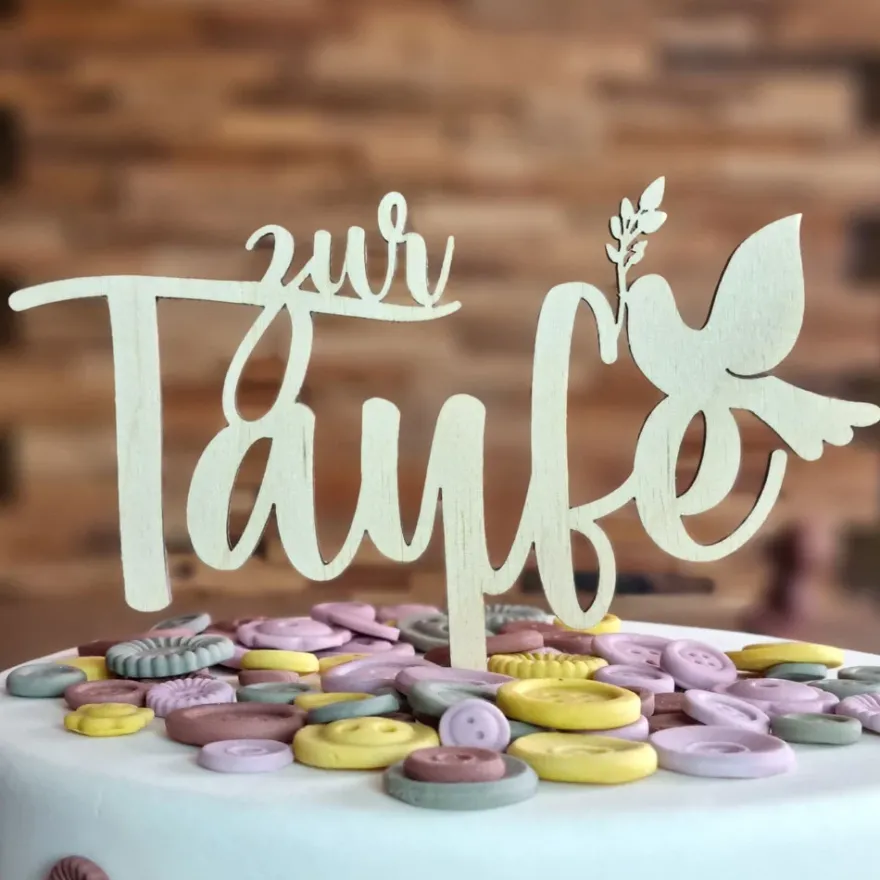 CM Cake Topper Holz - Zur Taufe