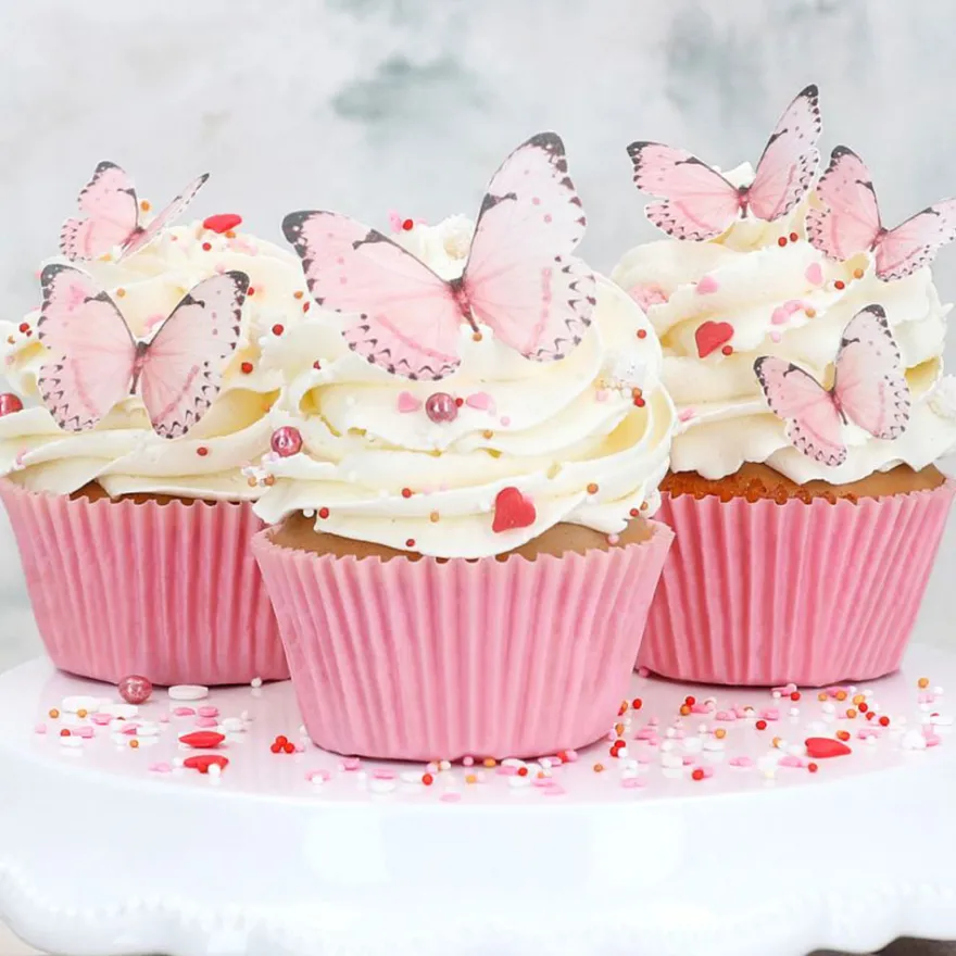 CM Schmetterlinge aus Esspapier - Rosa 29 Stück