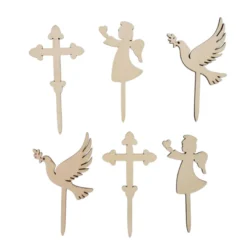 Cupcake-Topper Kommunion Holz - Engel Taube & Kreuz