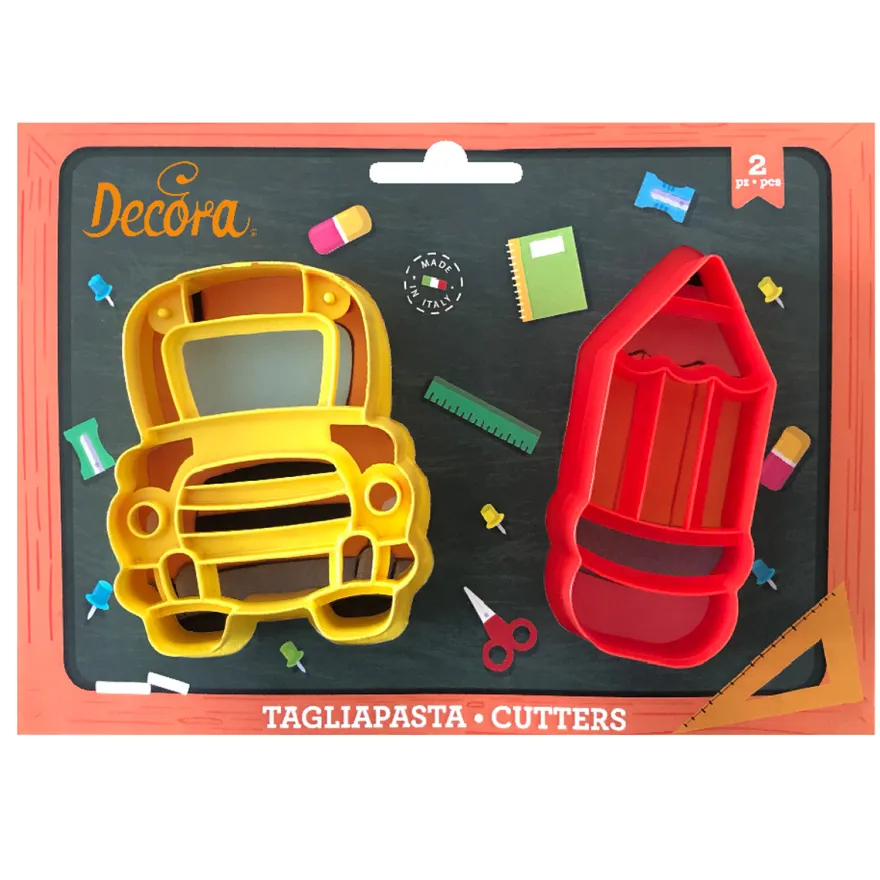 Decora Ausstecher Einschulung - Schulbus & Bleistift