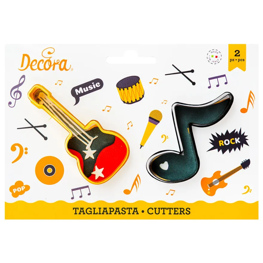 Decora Ausstecher Musik - Note & Gitarre 2 teilig