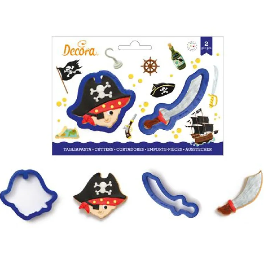 Decora Kunststoff Ausstecher Pirat - Piratenkopf & Schwert
