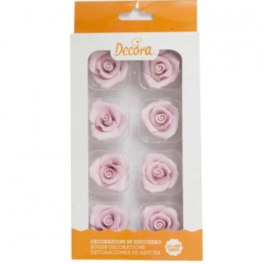 Decora Zuckerrosen 8 Stück 3cm - Rosa