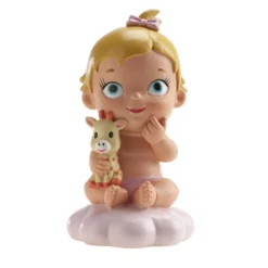 Dekorative Tortenfigur Baby mit Kuscheltier - Mädchen