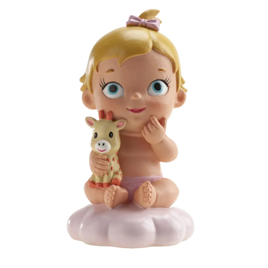 Dekorative Tortenfigur Baby mit Kuscheltier - Mädchen