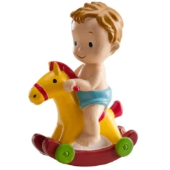 Dekorative Tortenfigur Baby auf Schaukelpferd 9,0cm