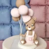 Figur aus Fondant - Teddybär mit Luftballons – Rosa & Brau