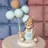 Figur aus Fondant - Teddybär mit Luftballons – Blau & Brau
