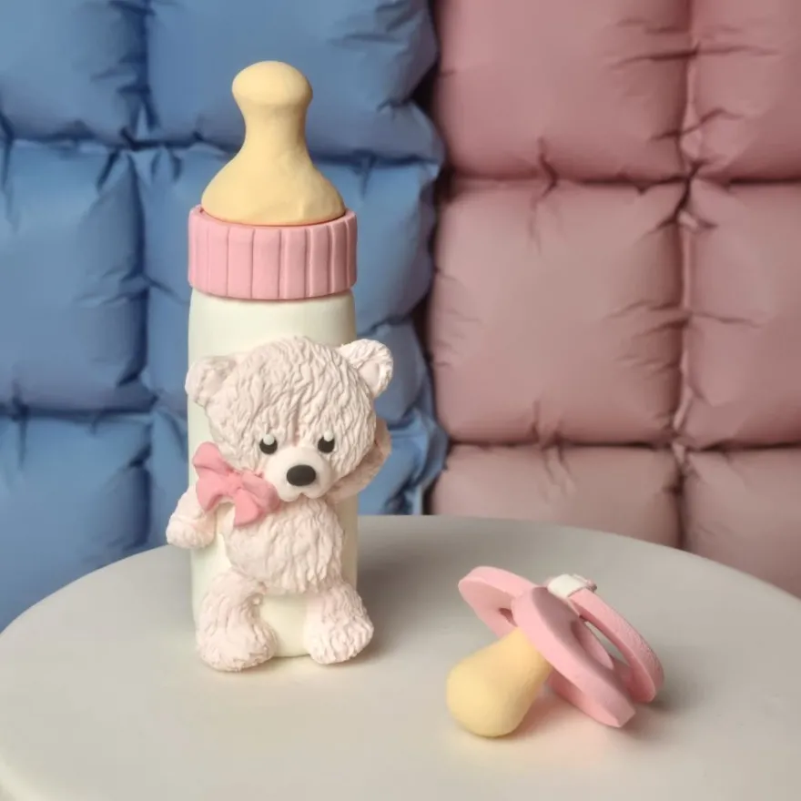 Fondantfigur - Babyflasche & Schnuller Rosa