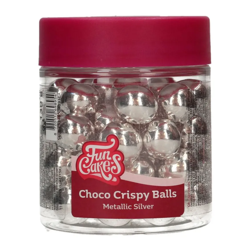 FunCakes Choco Crispy Balls – Metallic Silber 130g