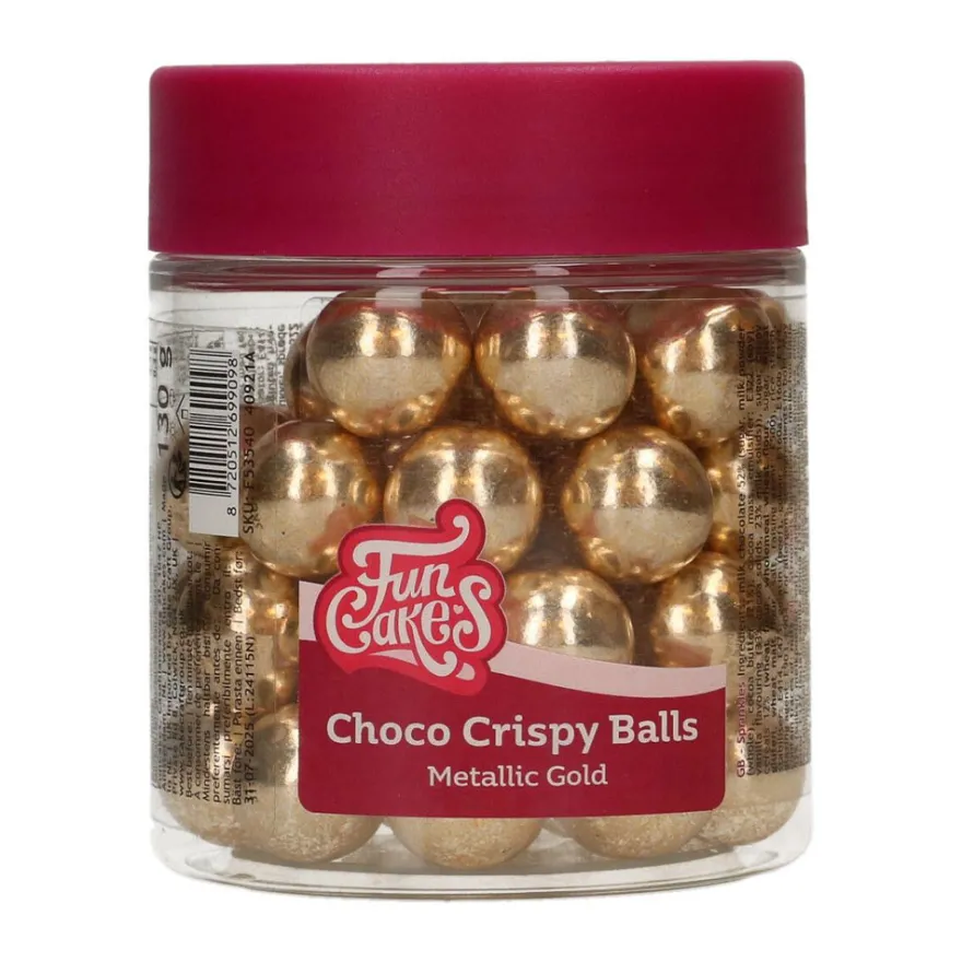 FunCakes Choco Crispy Balls – Metallic Gold 130g