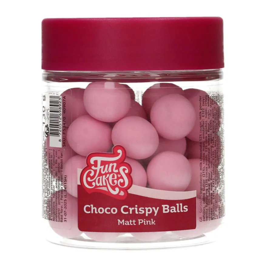 FunCakes Choco Crispy Balls – Matt Pink 130g