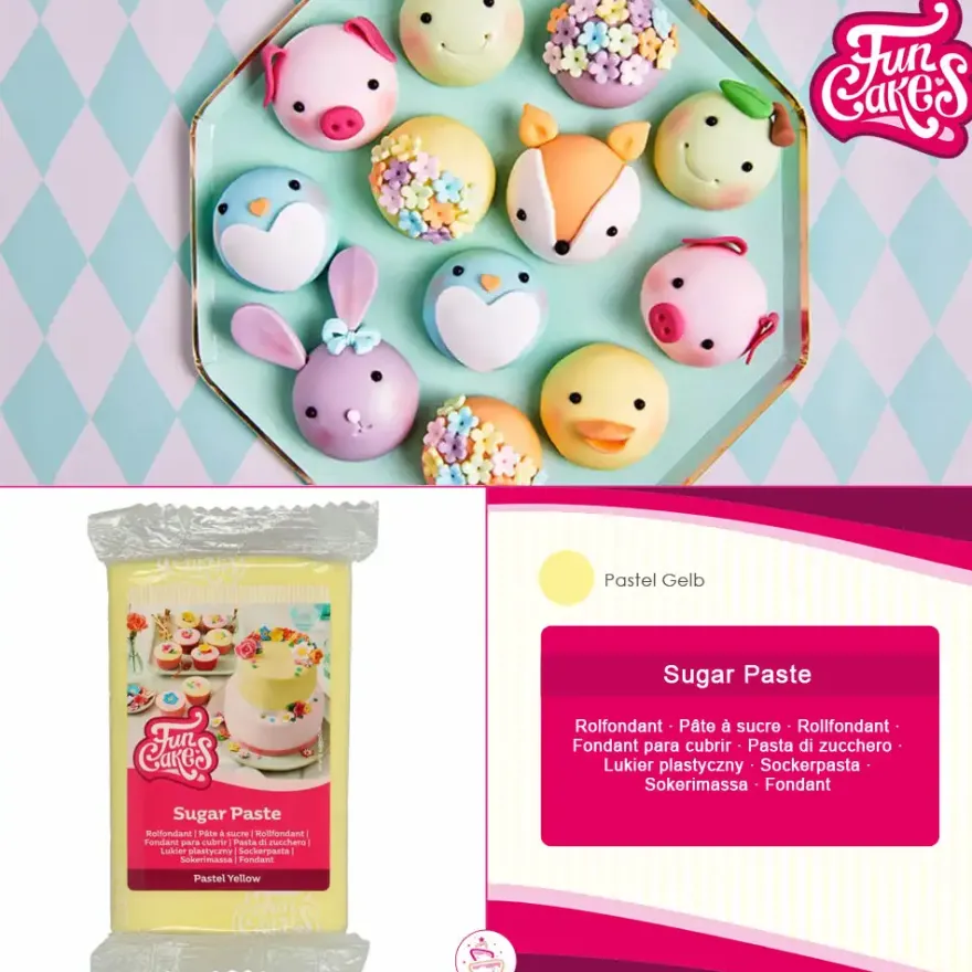 Funcakes Fondant Pastel Yellow 250g