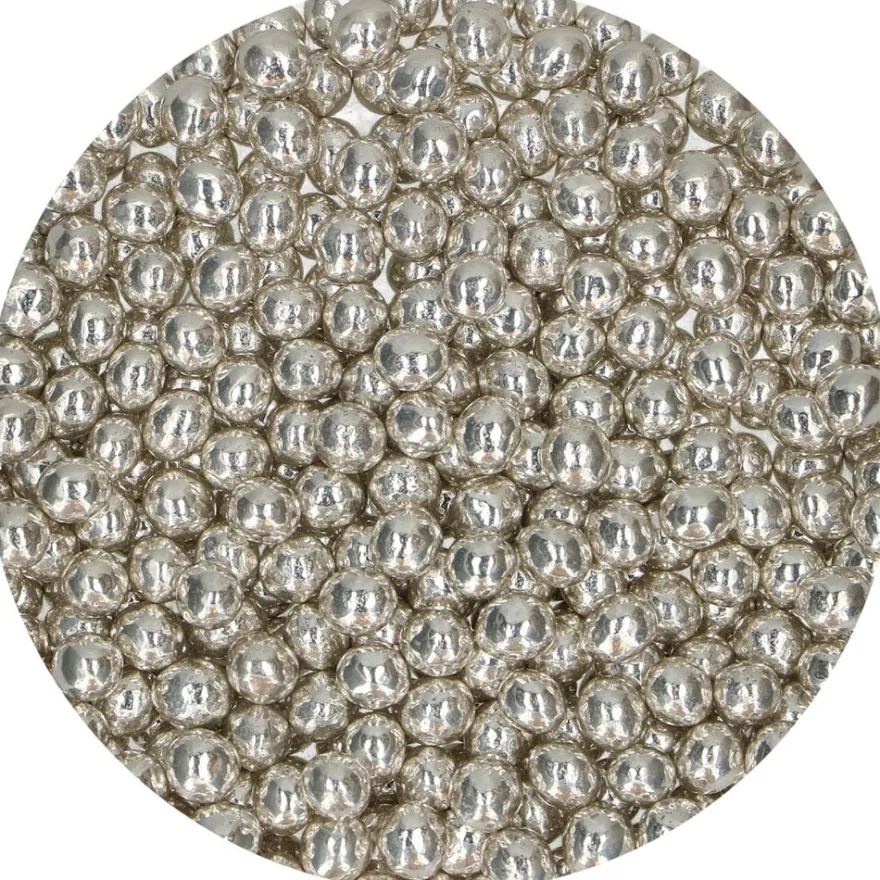 FunCakes Knusprige Schokoperlen - Metallic Silber 60g