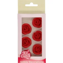 Funcakes Rosen aus Zucker - Rot 6 Stück