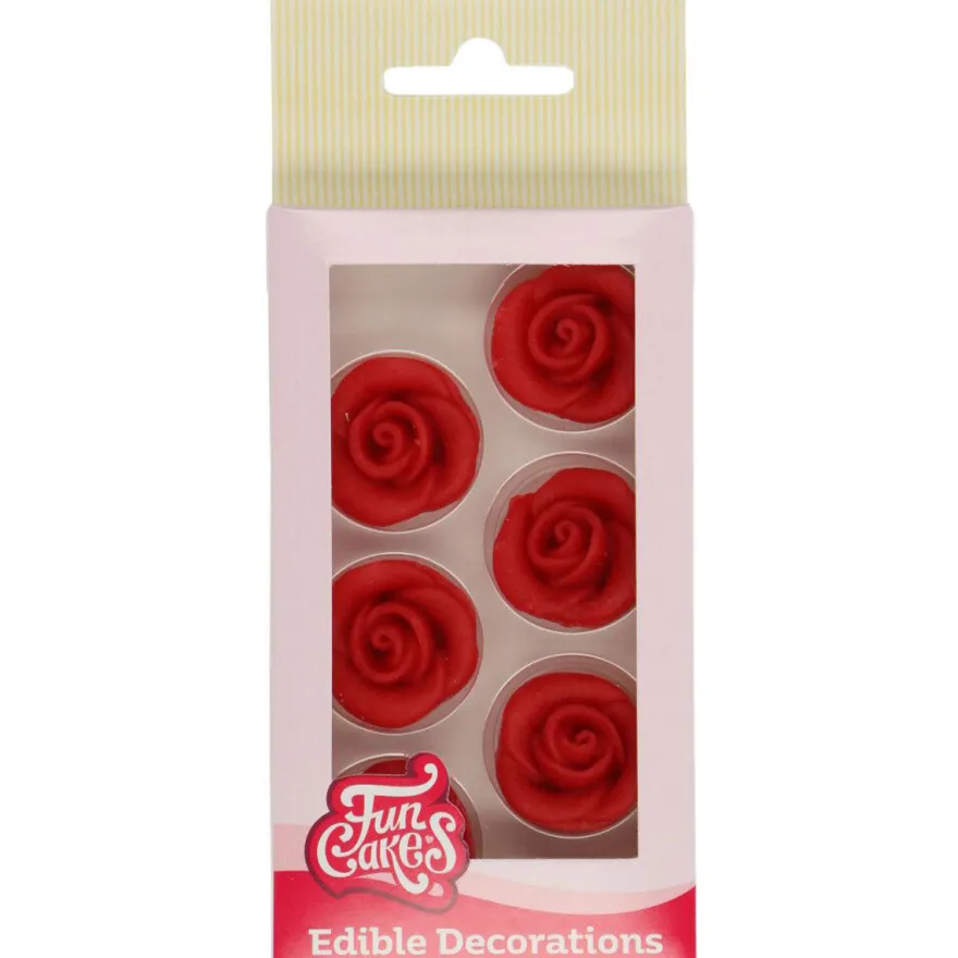 Funcakes Rosen aus Zucker - Rot 6 Stück