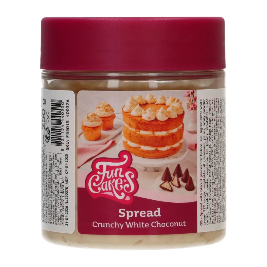 FunCakes Tortenfüllung - Knusprige Weisse Schokonuss 250 g