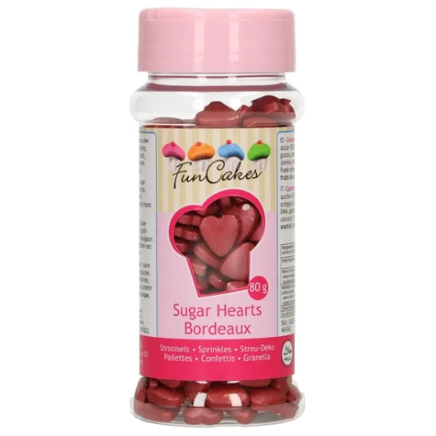 Funcakes Zuckerdeko Streudeko - Herzen Bordeaux