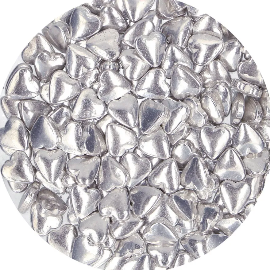 Funcakes Zuckerherzen Metallic Silber 80g
