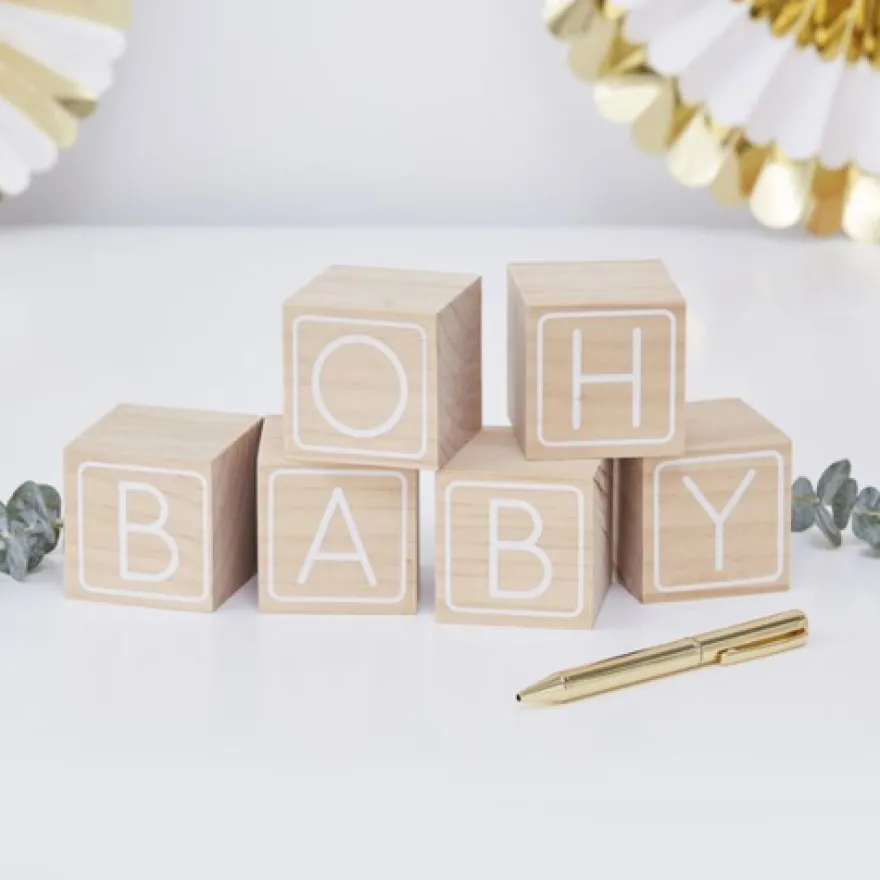 Ginger Ray Baby Shower Gästebuch alternative - Holzbausteine