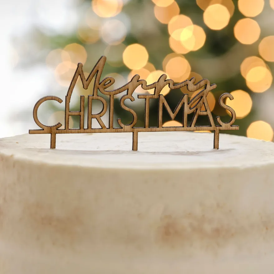 Ginger Ray Cake Topper Holz - Merry Christmas