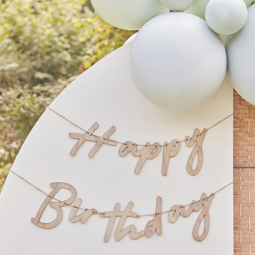 Ginger Ray Girlande Happy Birthday - Holz