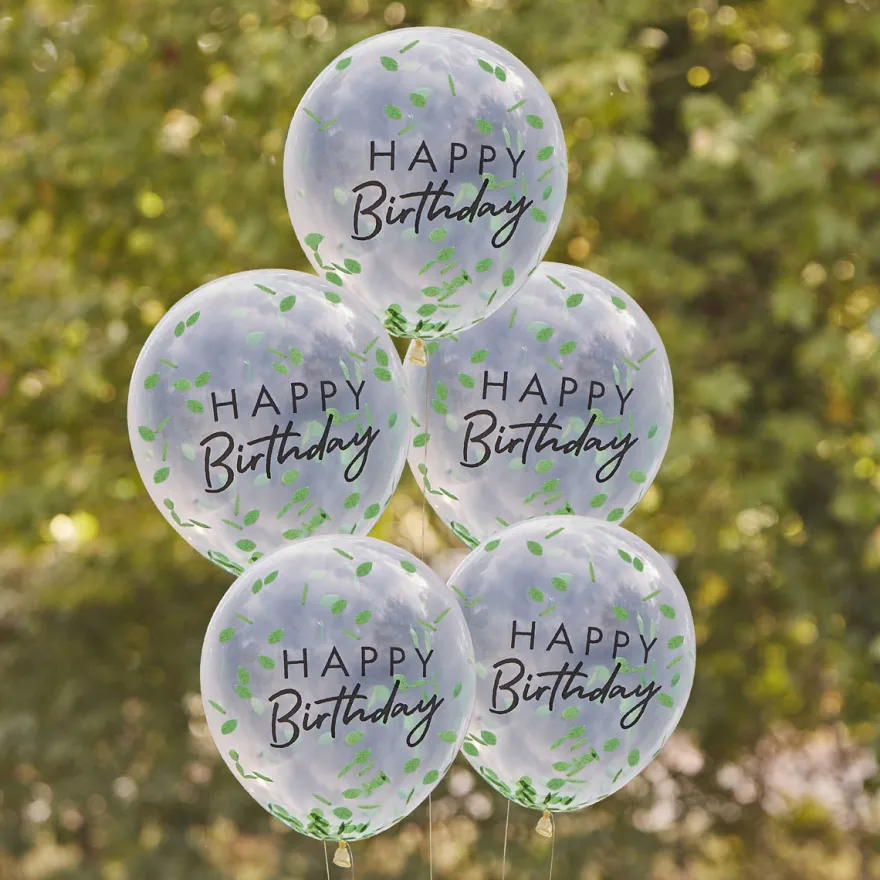 Ginger Ray Happy Birthday Ballon - Blatt Konfetti