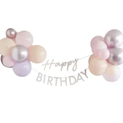 Ginger Ray Happy Birthday Wimpel mit Ballons - Pastell