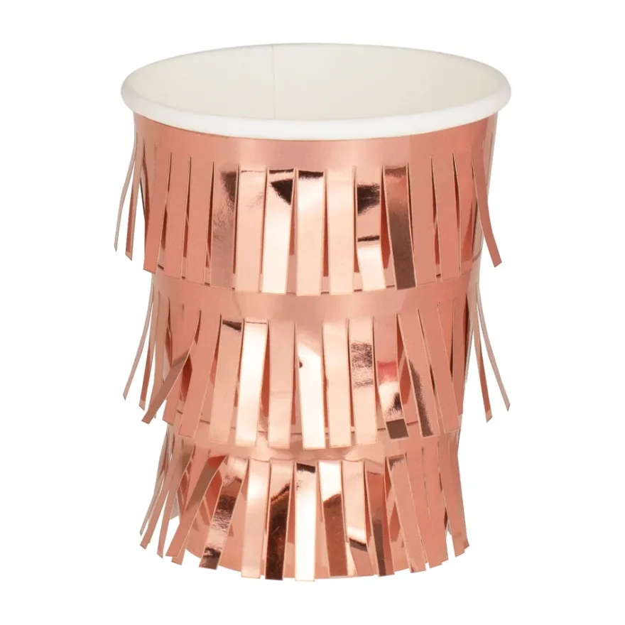Ginger Ray Pappbecher mit Franzen - Rosegold 8 Stück