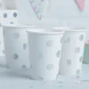 Ginger Ray Pappbecher Polka Dots Silber - 8 Stück
