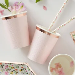 Ginger Ray Pappbecher Rosegold gepunktet 8 Stück