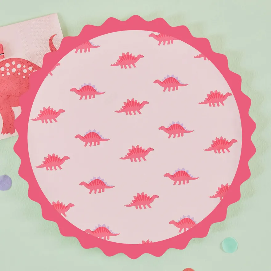 Ginger Ray 8 Pappteller - Dinosurier Pink