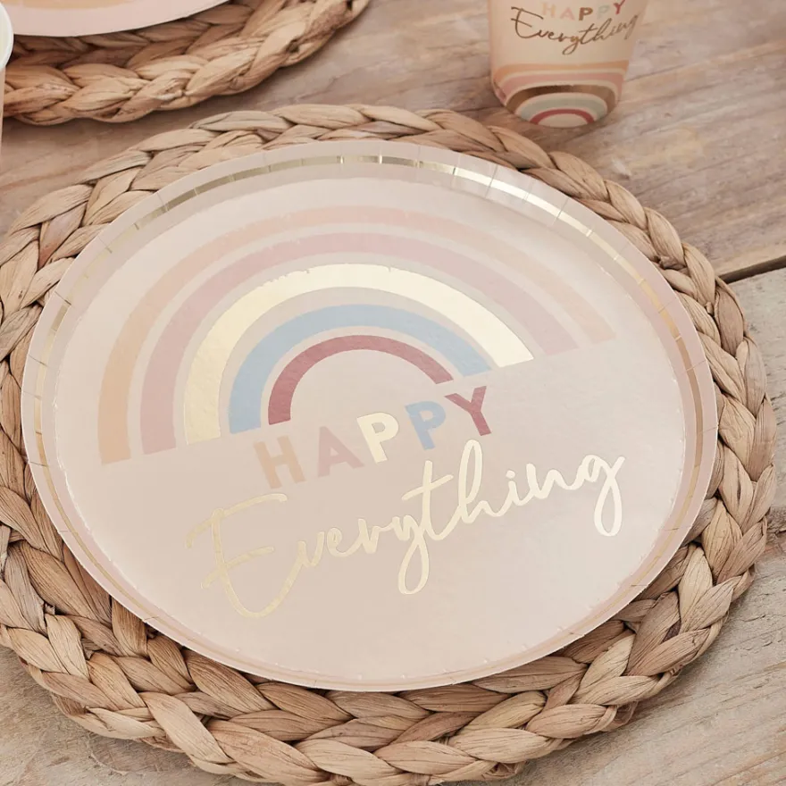 Ginger Ray 8 Pappteller - Regenbogen Happy Everything