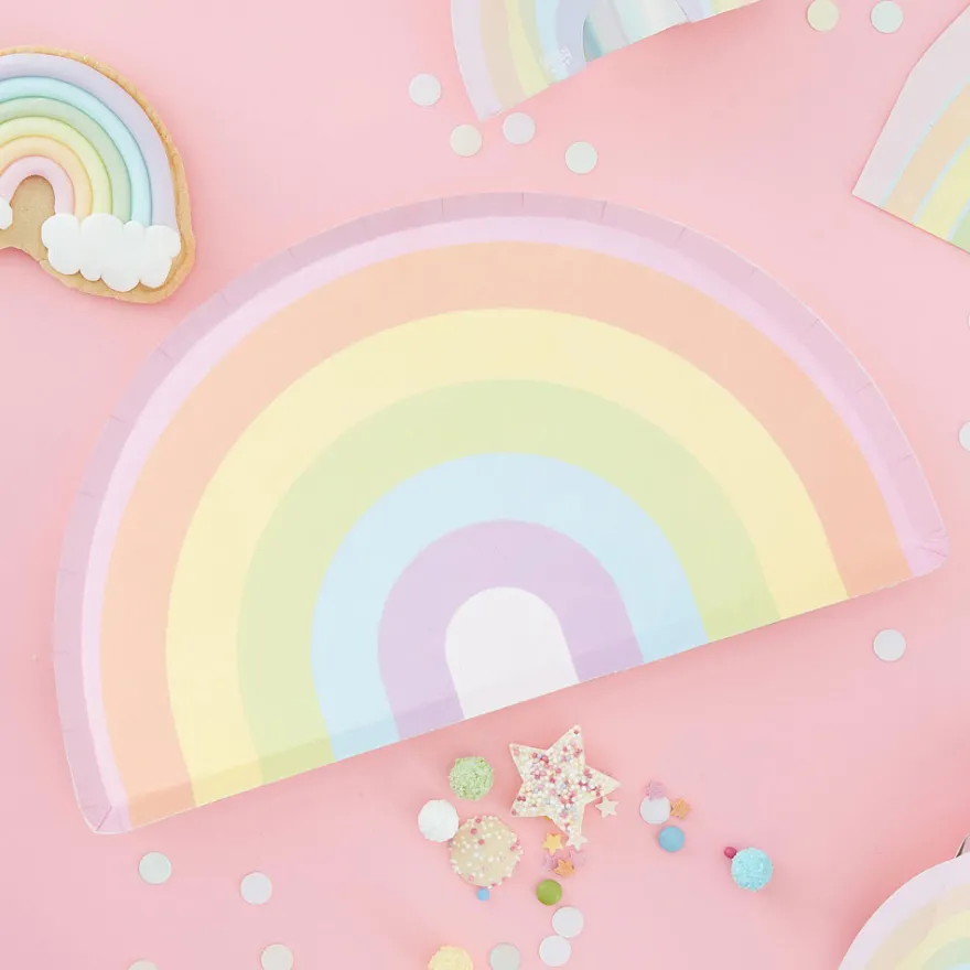 Ginger Ray 8 Pappteller - Regenbogen
